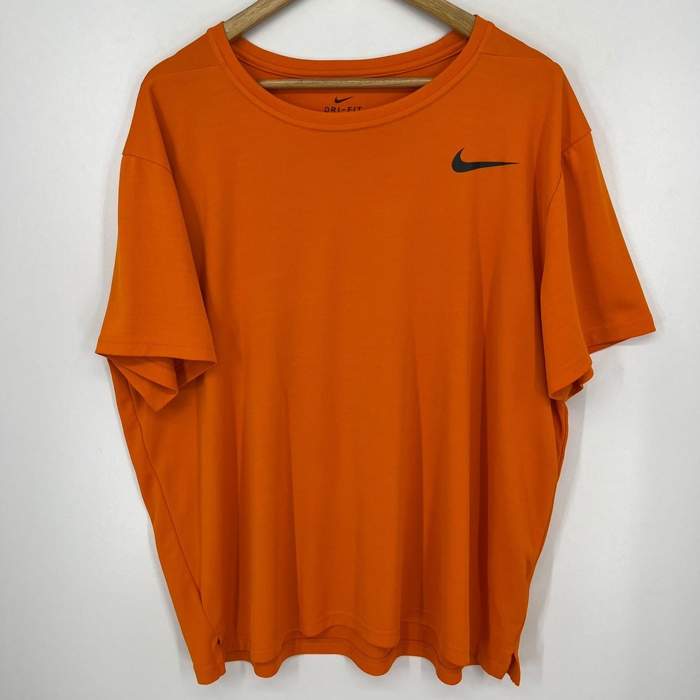 Nike‎ Mens Dri-FIT Training Shirt Orange AJ8021-812 Size XXL Short Sleeve Logo